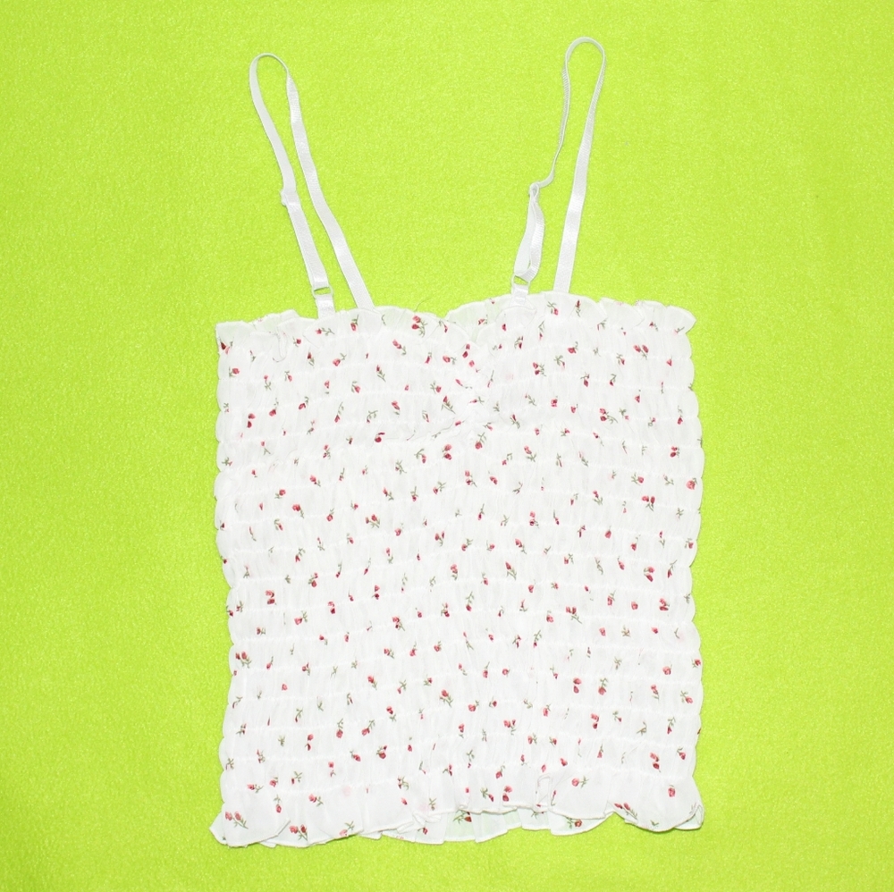 White Floral Ruched Top - Picture 2 of 3